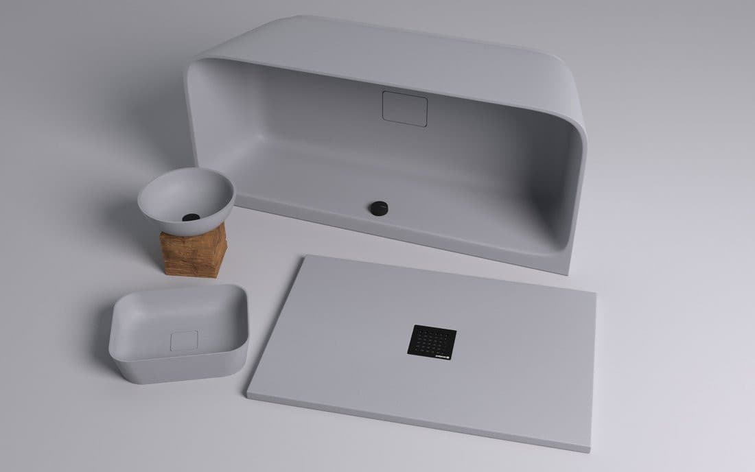 SKYLLA wanna wolnostojąca przyscienna 169x75x60cm, kompozyt, szary mat