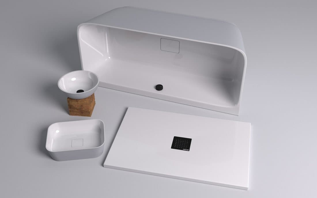 SKYLLA wanna wolnostojąca przyścienna 169x75x60cm, kompozyt, biały/szary mat