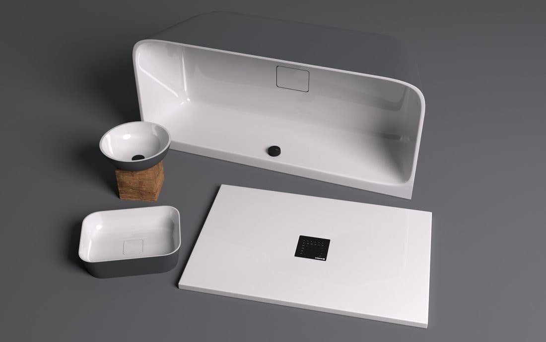 SKYLLA wanna wolnostojąca przyścienna 169x75x60cm, kompozyt, biały/antracyt mat