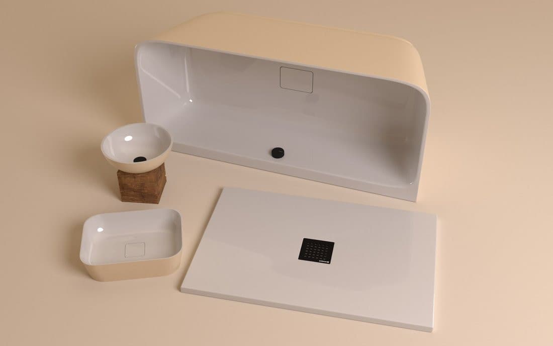 SKYLLA wanna wolnostojąca przyścienna 169x75x60cm, kompozyt, biały/beż mat