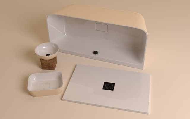 SKYLLA wanna wolnostojąca przyścienna 169x75x60cm, kompozyt, biały/beż mat