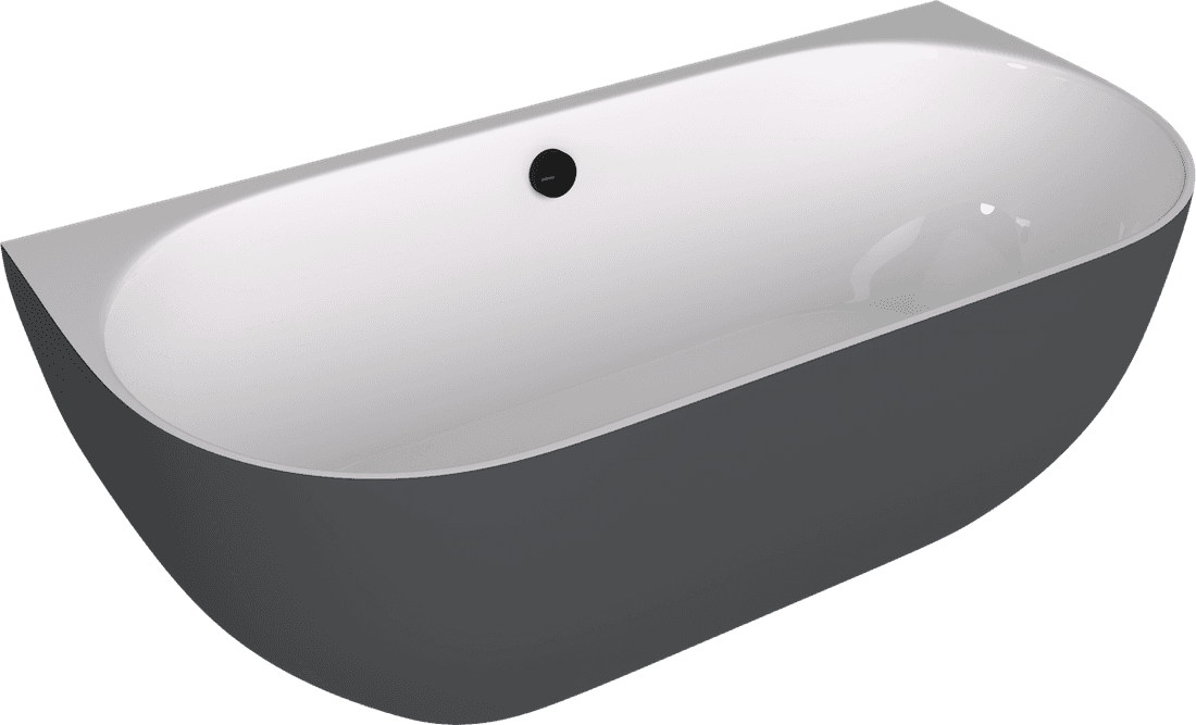 PAGODA wanna przyścienna 170x85x58cm, kompozyt, biały/antracyt mat