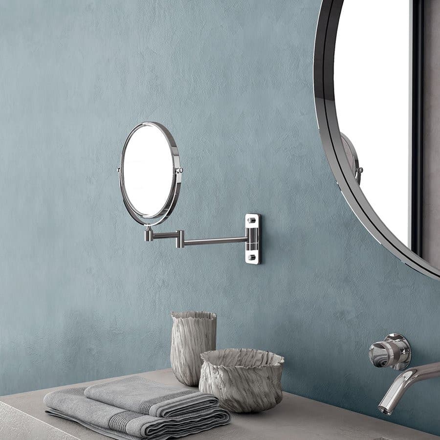 GAIA wiszące lusterko kosmetyczne, średnica 180mm, dwustronne, chrom