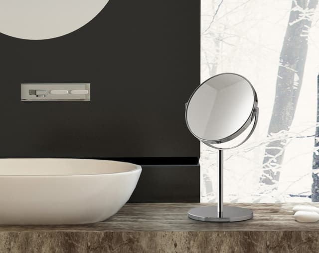 ANNA lusterko kosmetyczne stojące, średnica 163mm, dwustronne, chrom