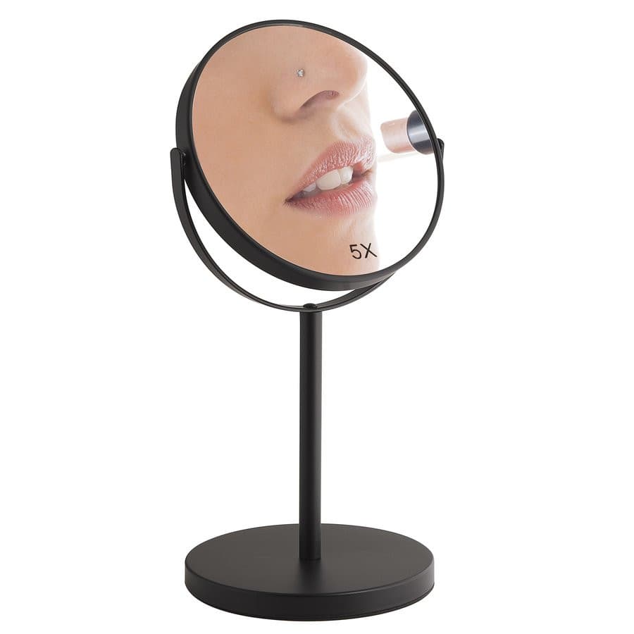 ANNA lusterko kosmetyczne stojące, średnica 163mm, dwustronne, czarny mat