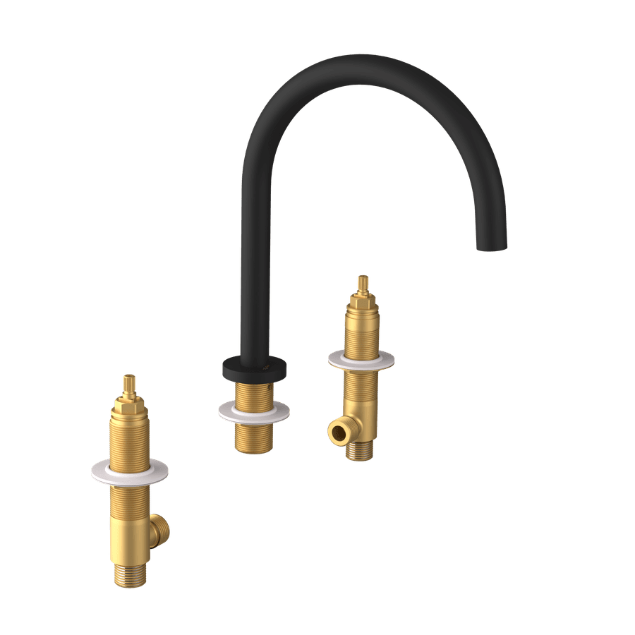 ULTRAMIX korpus do 3-ementowej baterie umywalkowej bez odpływu, czarny mat