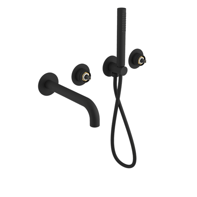 ULTRAMIX korpus baterii wannowej podtynkowej z wylewką i główką prysznicową, 2 wyjścia, czarny mat