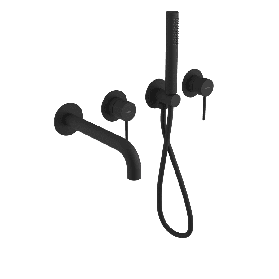 ULTRAMIX bateria wannowa podtynkowa, kompletna, 2 wyjścia, czarny mat