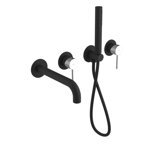 ULTRAMIX bateria wannowa podtynkowa, kompletna, 2 wyjścia, czarny mat/chrom