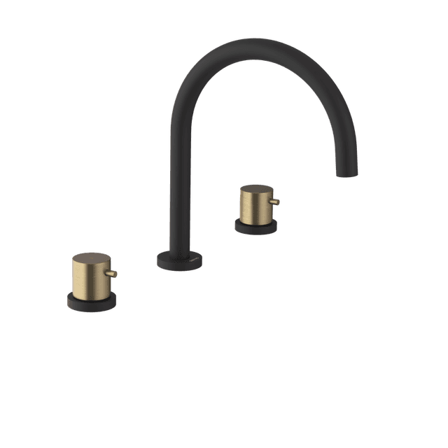 ULTRAMIX trzyelementowa bateria umywalkowa bez odpływu, czarny mat/złoto mat