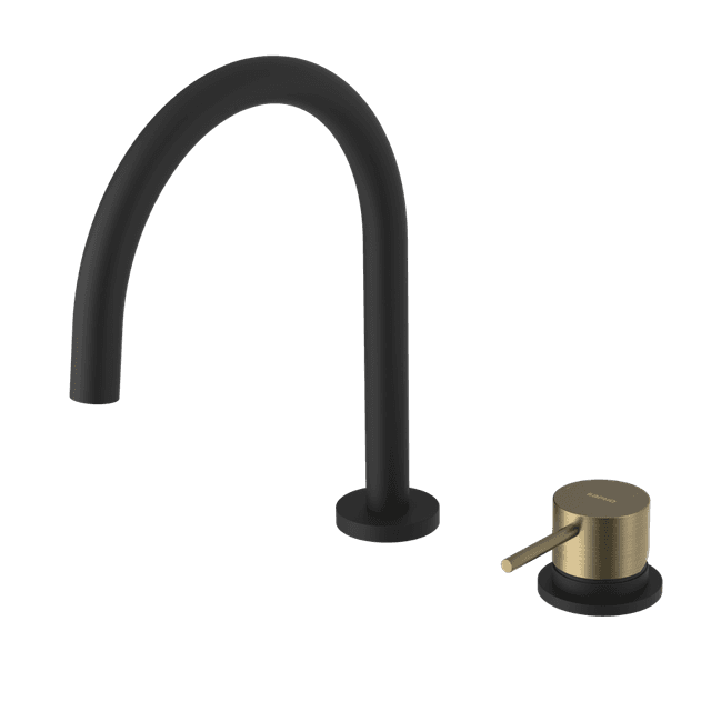 ULTRAMIX dwuelementowa bateria umywalkowa bez odpływu, czarny mat/złoto mat