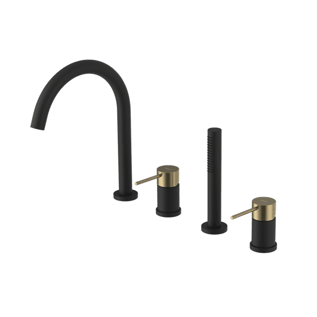 ULTRAMIX 4-otworowa bateria wannowa na brzeg wanny, czarny mat/złoto mat