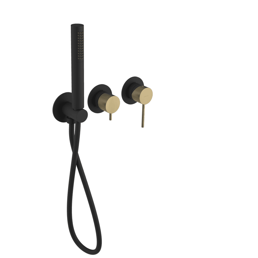 ULTRAMIX podtynkowa bateria prysznicowa, 2 funkcje, czarny mat/złoto mat