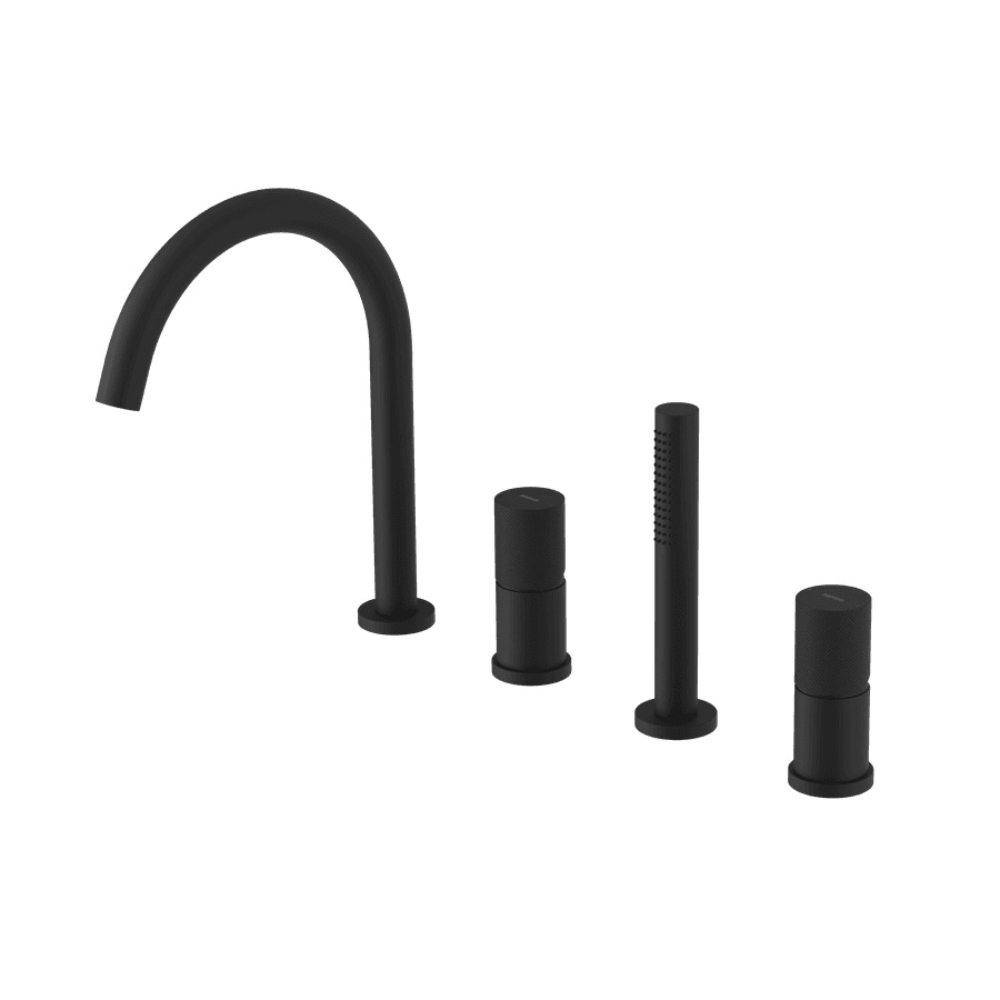 ULTRATAP 4-otworowa bateria wannowa na brzeg wanny, czarny mat