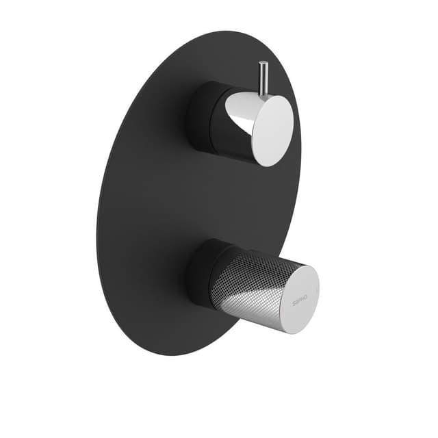 ULTRATAP bateria prysznicowa podtynkowa, 2 wyjścia, obrotowy przełącznik, czarny mat/chrom