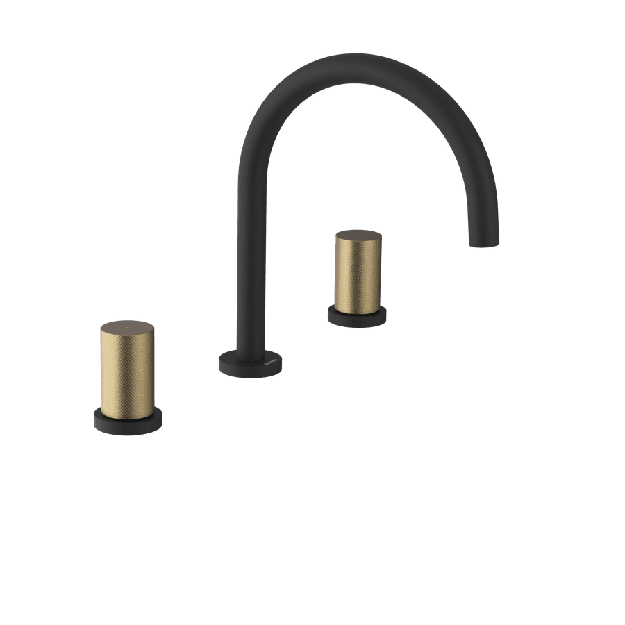 ULTRATAP trzyelementowa bateria umywalkowa, czarny mat/złoto mat