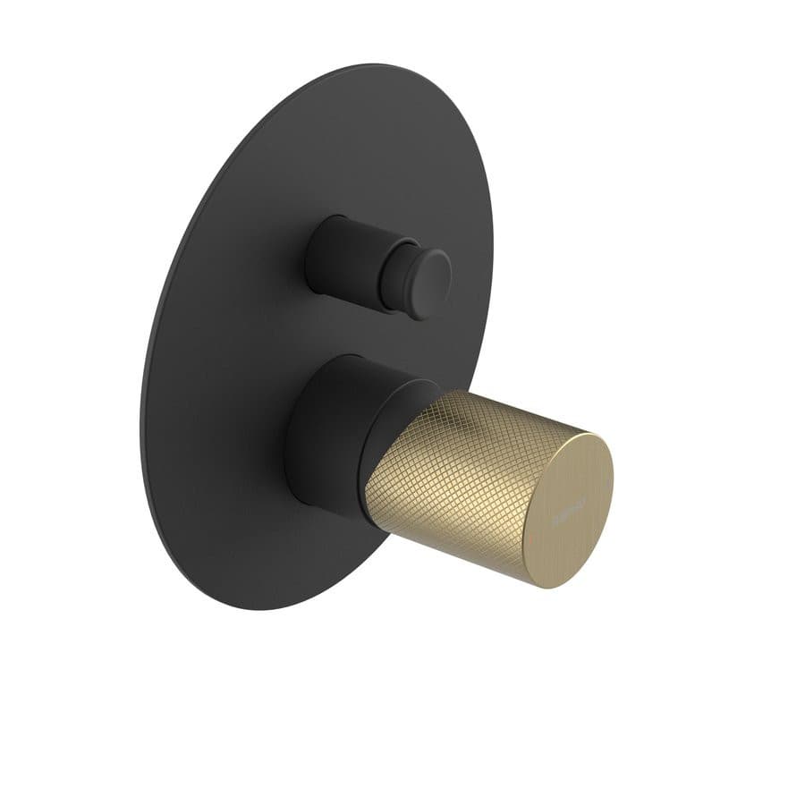 ULTRATAP bateria prysznicowa podtynkowa, 2 wyjście, czarny mat/złoto mat