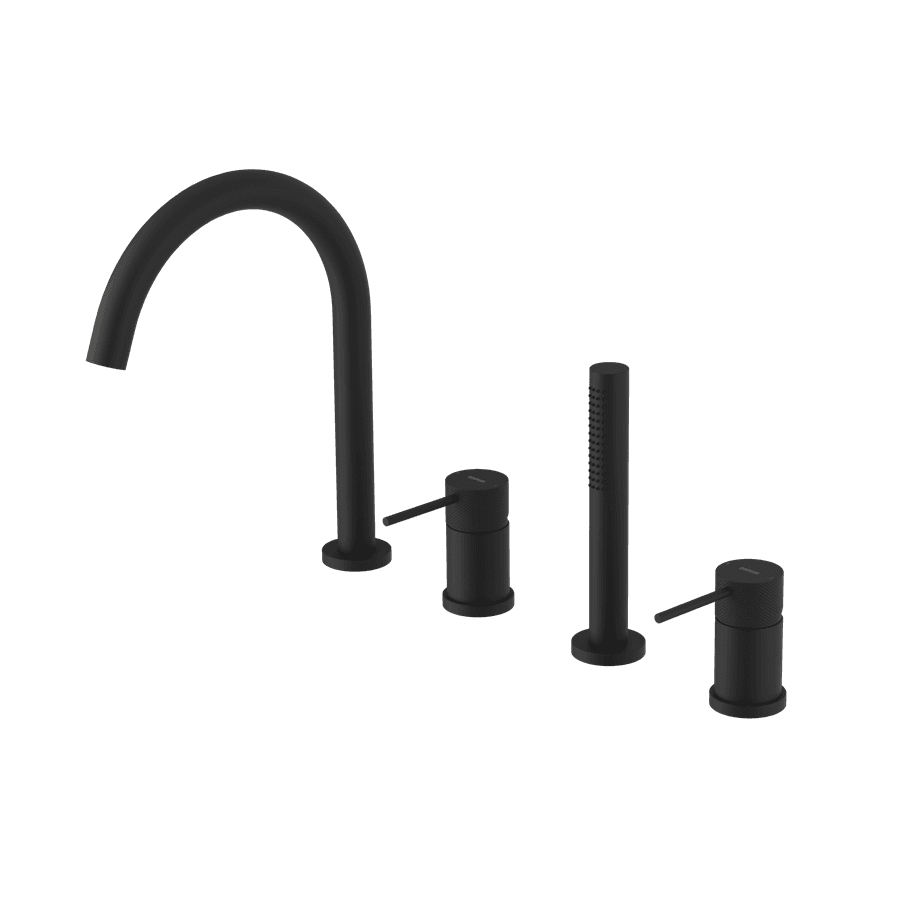 ULTRASAN 4-otworowa bateria wannowa na brzeg wanny, czarny mat