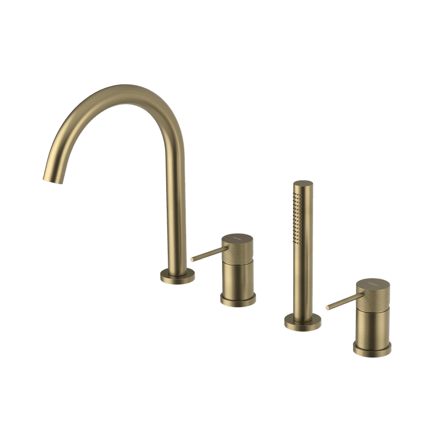 ULTRASAN čtyřprvková baterie na okraj vany, zlato mat 4-otworowa bateria wannowa na brzeg wanny, złoto mat