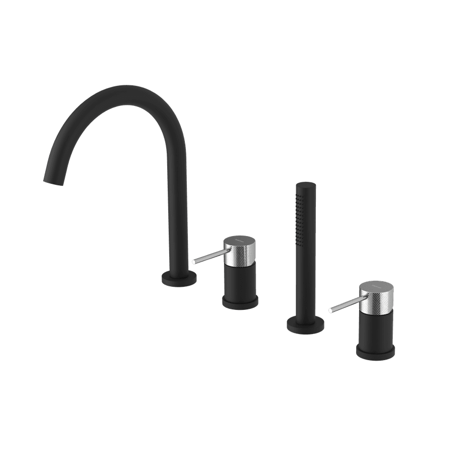 ULTRASAN 4-otworowa bateria wannowa na brzeg wanny, czarny mat/chrom