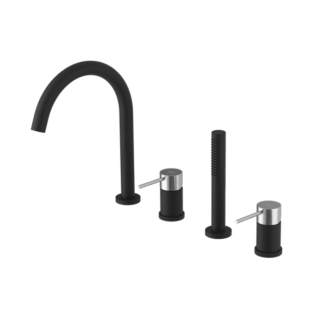 ULTRASAN 4-otworowa bateria wannowa na brzeg wanny, czarny mat/chrom