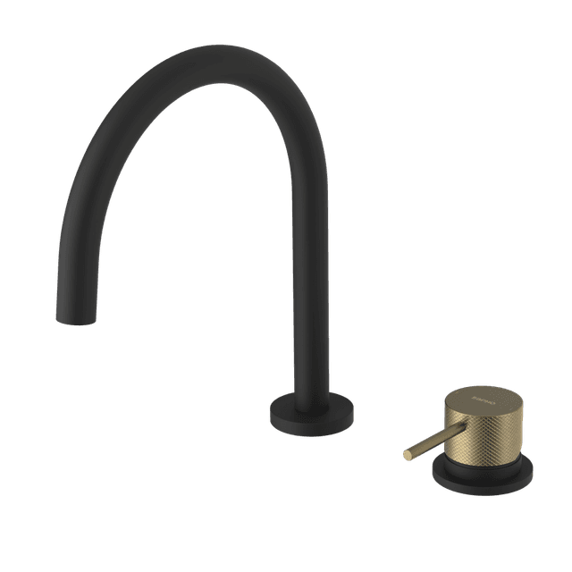 ULTRASAN dwuelementowa bateria umywalkowa bez odpływu, czarny mat/złoty mat