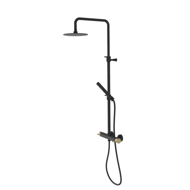 ULTRASAN zestaw prysznicowy z baterią dźwigniową, czarny mat/złoty mat