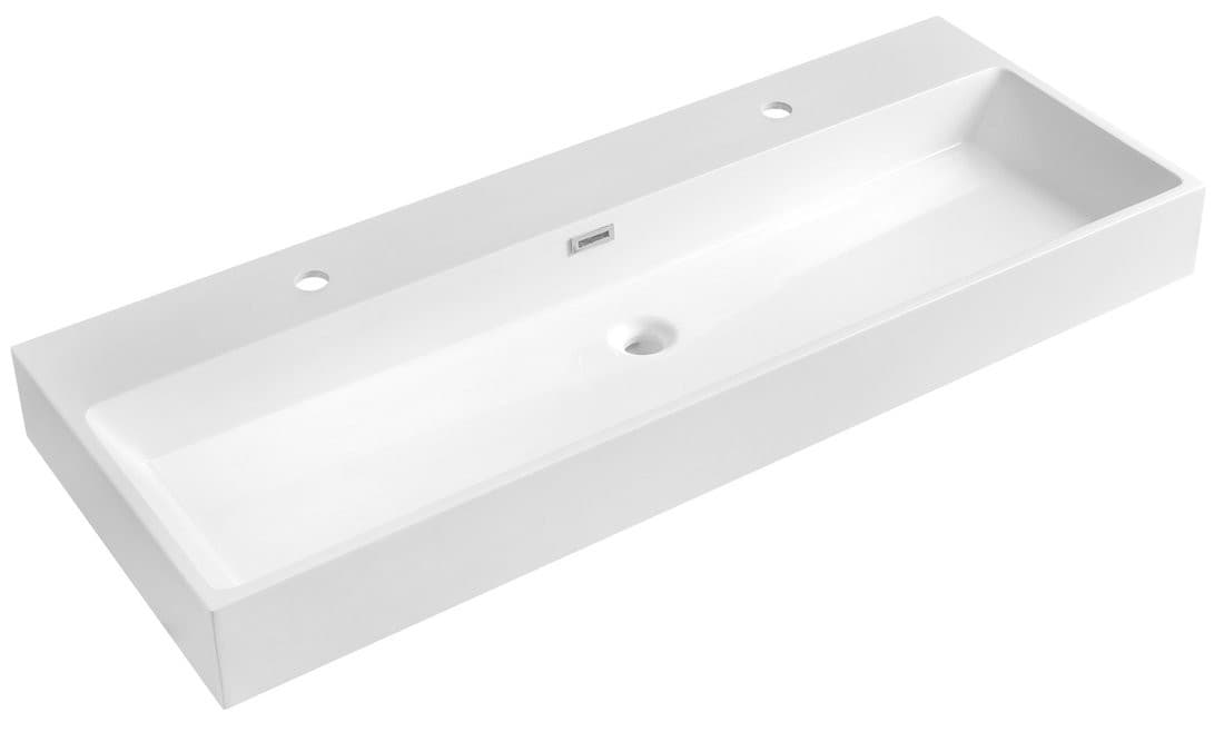 AQUATIC umywalka, odlew marmurowy, 120x46cm, 2 otwory na baterię, biały