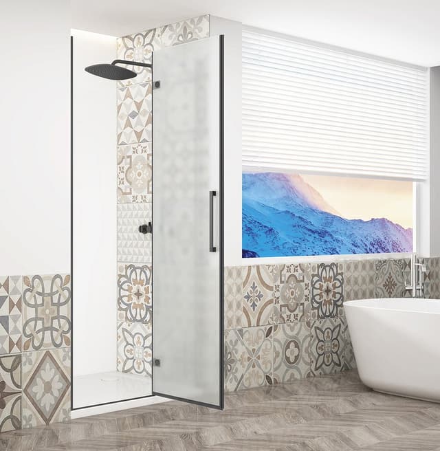 TRINITY BLACK drzwi prysznicowe do wnęki 1000 mm, szkło matowe, prawe