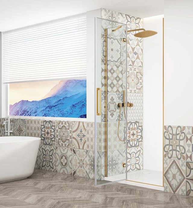 TRINITY GOLD drzwi prysznicowe do wnęki 1100 mm, szkło czyste, lewe