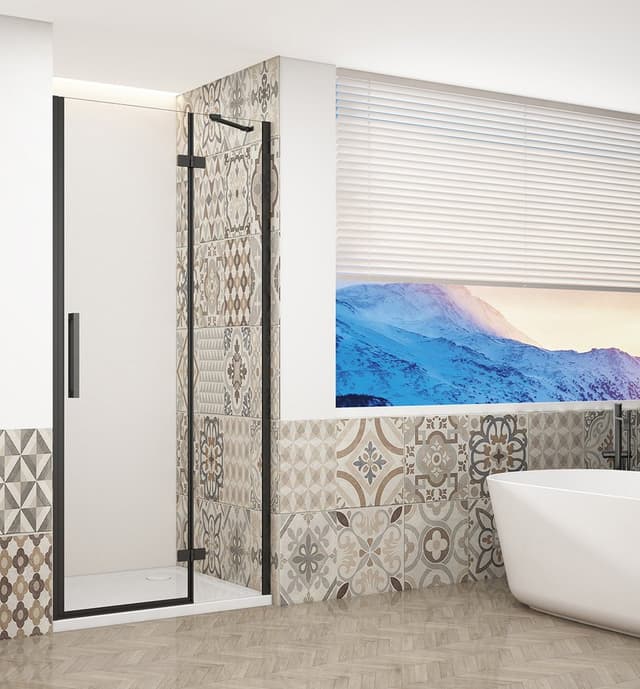 TRINITY BLACK drzwi prysznicowe do wnęki 1100 mm, szkło czyste, prawe