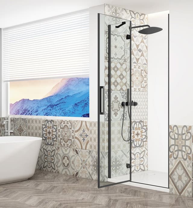 TRINITY BLACK drzwi prysznicowe do wnęki 1200 mm, szkło czyste, lewe