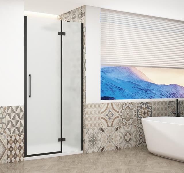 TRINITY BLACK drzwi prysznicowe do wnęki 900 mm, szkło matowe, prawe