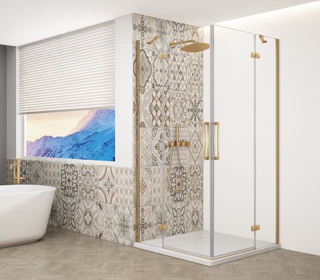 TRINITY GOLD MATT kabina prysznicowa 1200x1100mm, wejście z rogu, szkło czyste