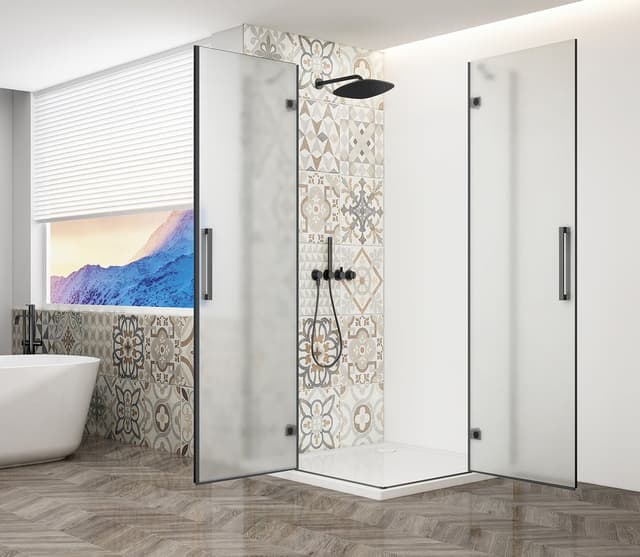 TRINITY BLACK kabina prysznicowa 1100x900mm, wejście z rogu, szkło matowe