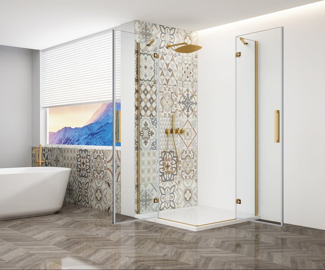 TRINITY GOLD MATT kabina prysznicowa 1200x900mm, wejście z rogu, szkło czyste