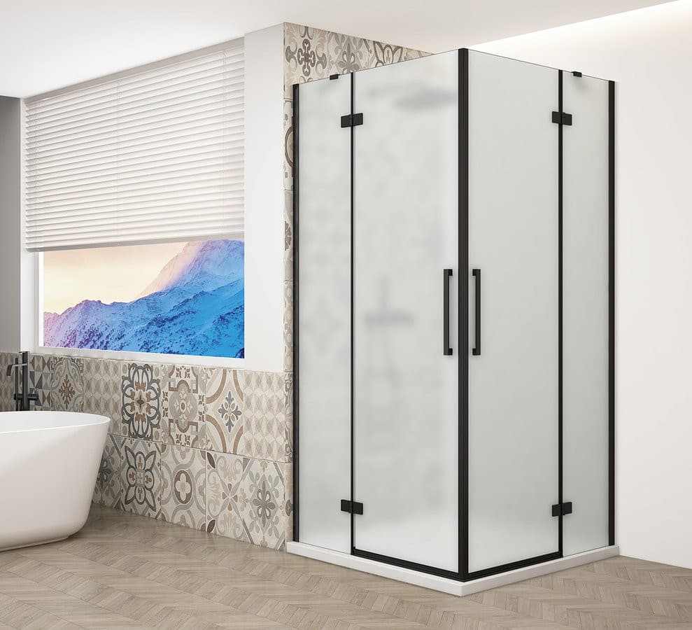 TRINITY BLACK kabina prysznicowa 1200x900mm, wejście z rogu, szkło matowe
