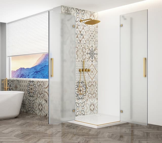 TRINITY GOLD MATT kabina prysznicowa 900x900mm, wejście z rogu, szkło matowe