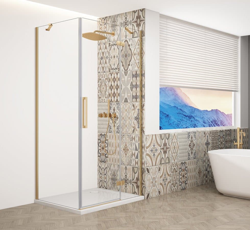TRINITY GOLD MATT kabina prysznicowa 900x800mm, wejście z rogu, szkło czyste
