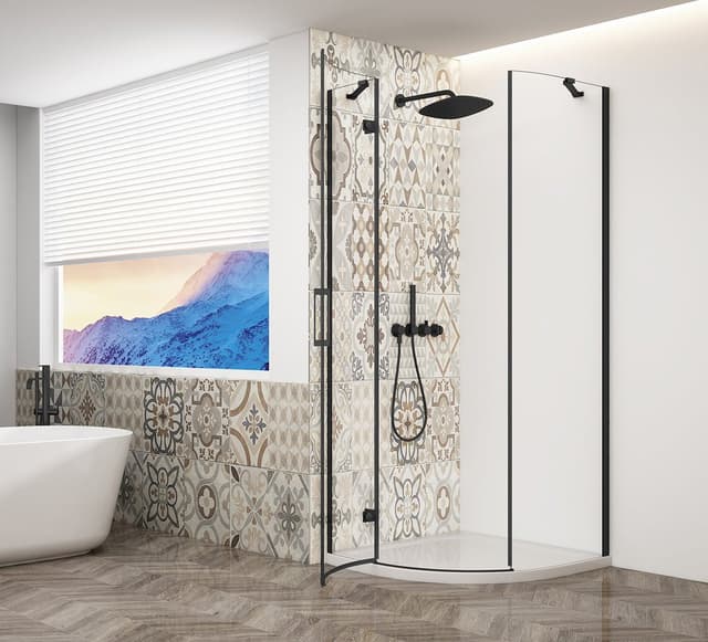 TRINITY BLACK kabina prysznicowa półokrągła 900x900mm, szkło czyste, lewa