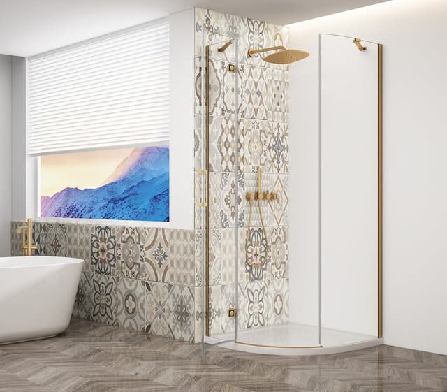 TRINITY GOLD MATT kabina prysznicowa półokrągła 900x900mm, szkło czyste, lewa