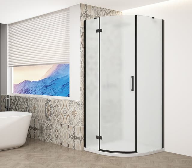 TRINITY BLACK kabina prysznicowa półokrągła 900x900mm, szkło matowe, lewa