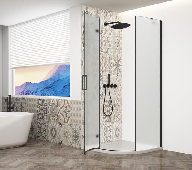 TRINITY BLACK kabina prysznicowa półokrągła 900x900mm, szkło matowe, lewa