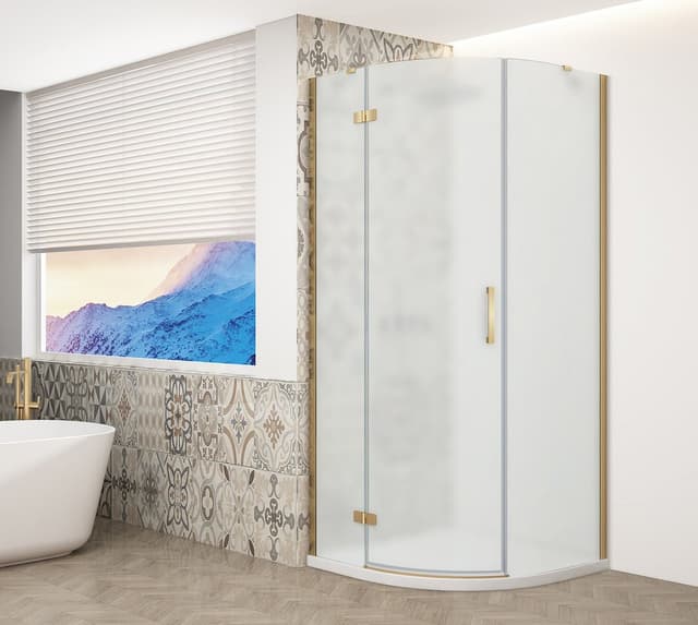 TRINITY GOLD MATT kabina prysznicowa półokrągła 900x900mm, szkło matowe, lewa