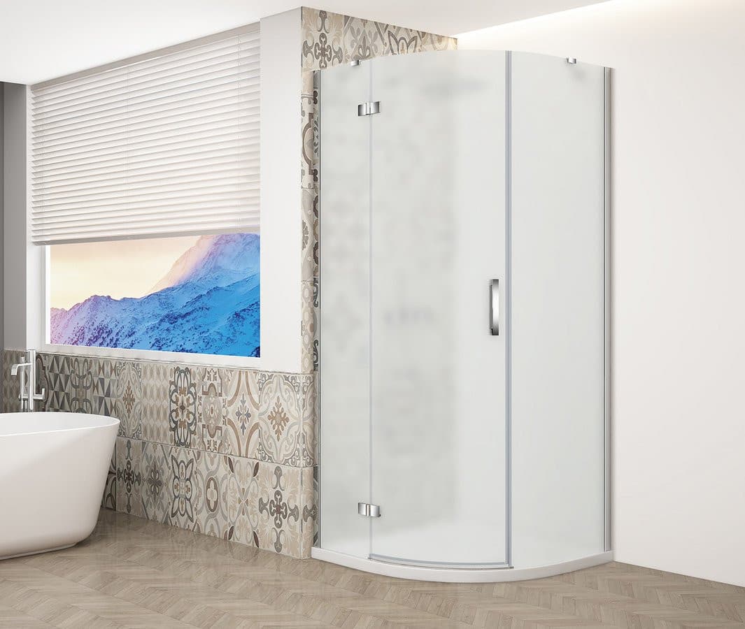 TRINITY CHROME kabina prysznicowa półokrągła 900x900mm, szkło matowe, lewa