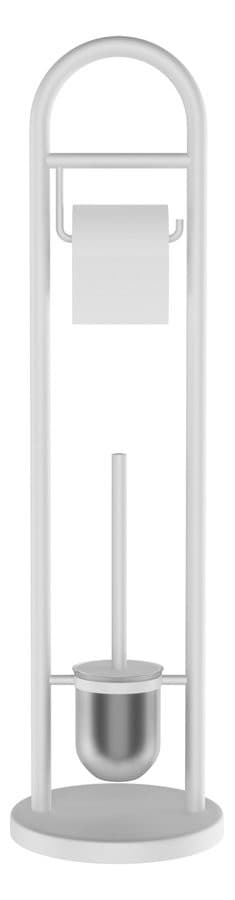 JUNDAH stojak z uchwytem na papier toaletowy i szczotkę do WC, biała