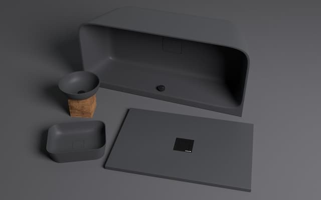 BANERA SQUARE umywalka kompozytowa nablatowa, 50x36cm, antracit mat