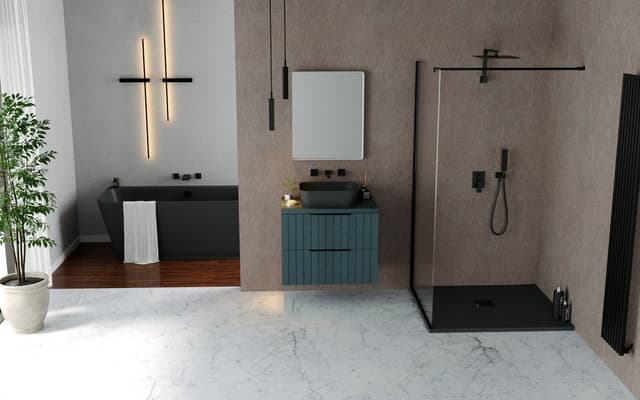 BANERA SQUARE umywalka kompozytowa nablatowa, 50x36cm, antracit mat