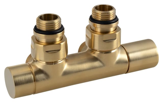 TWIN zestaw przyłączeniowy zaworu termostatycznego do przyłącza środkowego, złoto mat