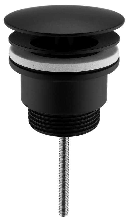 Odpływ umywalkowy 5/4', niezamykany, duży korek, 5-65mm, czarny mat